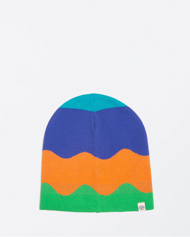 Tight knitted hat with waves Cobalt Blue