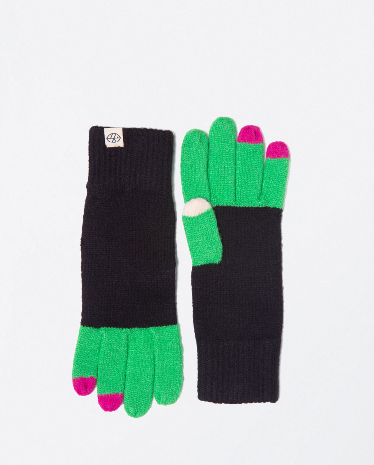 Coloured knitted gloves Black