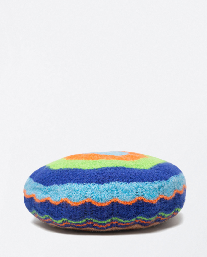 Zigzag stripe knitted beret Multi