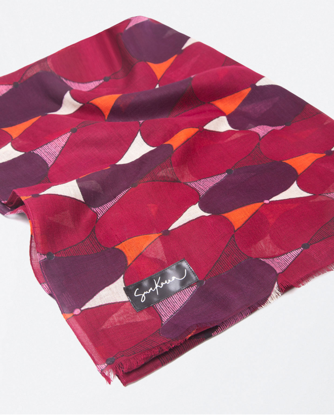 Geometric print scarf Red