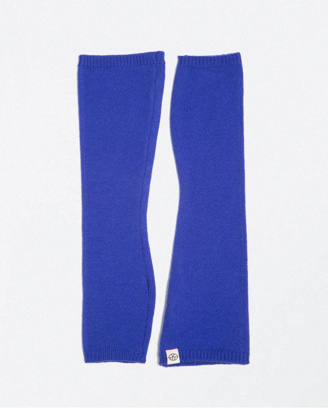 Plain rib knitted mittens Cobalt Blue
