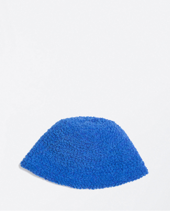 Plain knitted bucket hat Blue