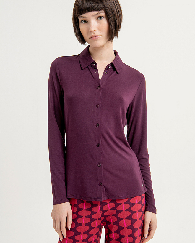 Elasticated and plain fitted shirt Purple