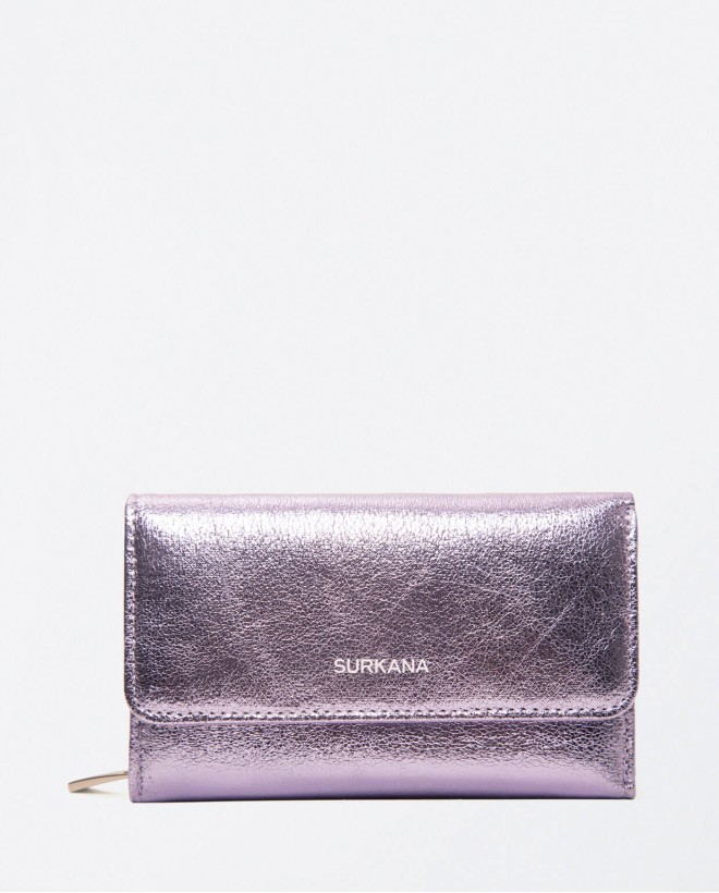 Medium wallet with metallic flap Lilac