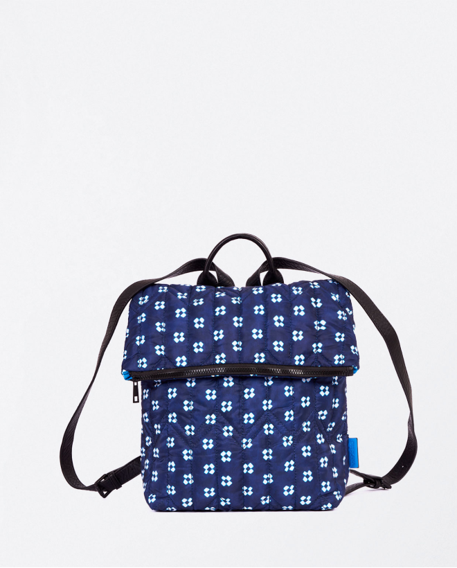 Printed quilted backpack Blue