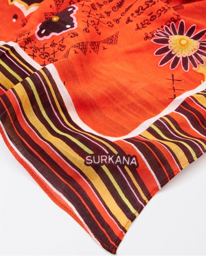 Cachecol sarongue com padrão geográfico Yantras Fúcsia