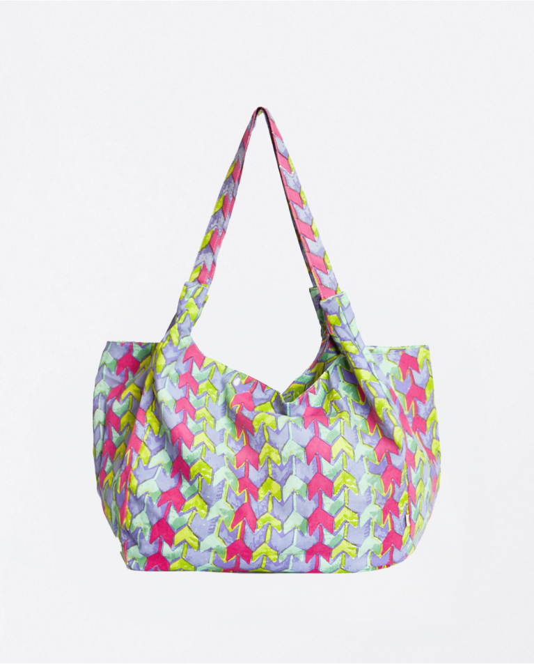 Saco de praia estilo hobo estampado Lilás