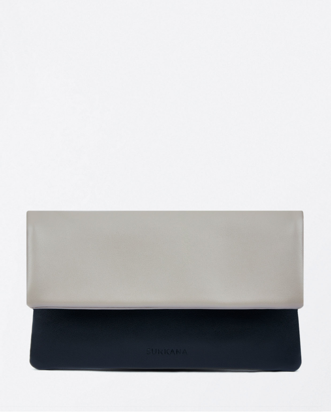 Two-tone soft wallet with flap Black