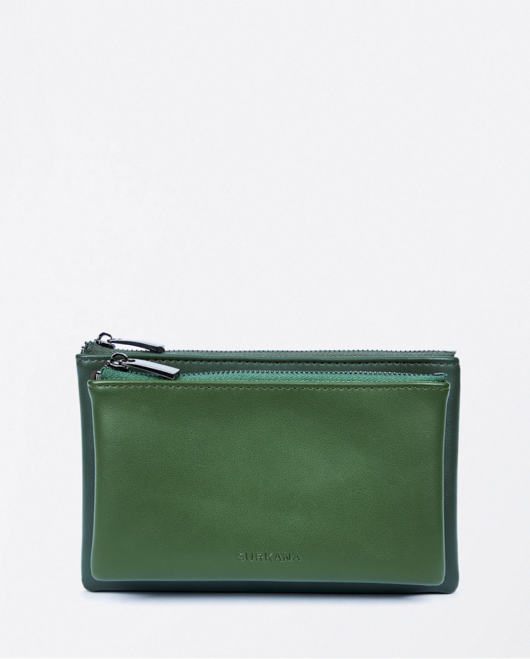 Bolsa dupla retangular bicolor Verde