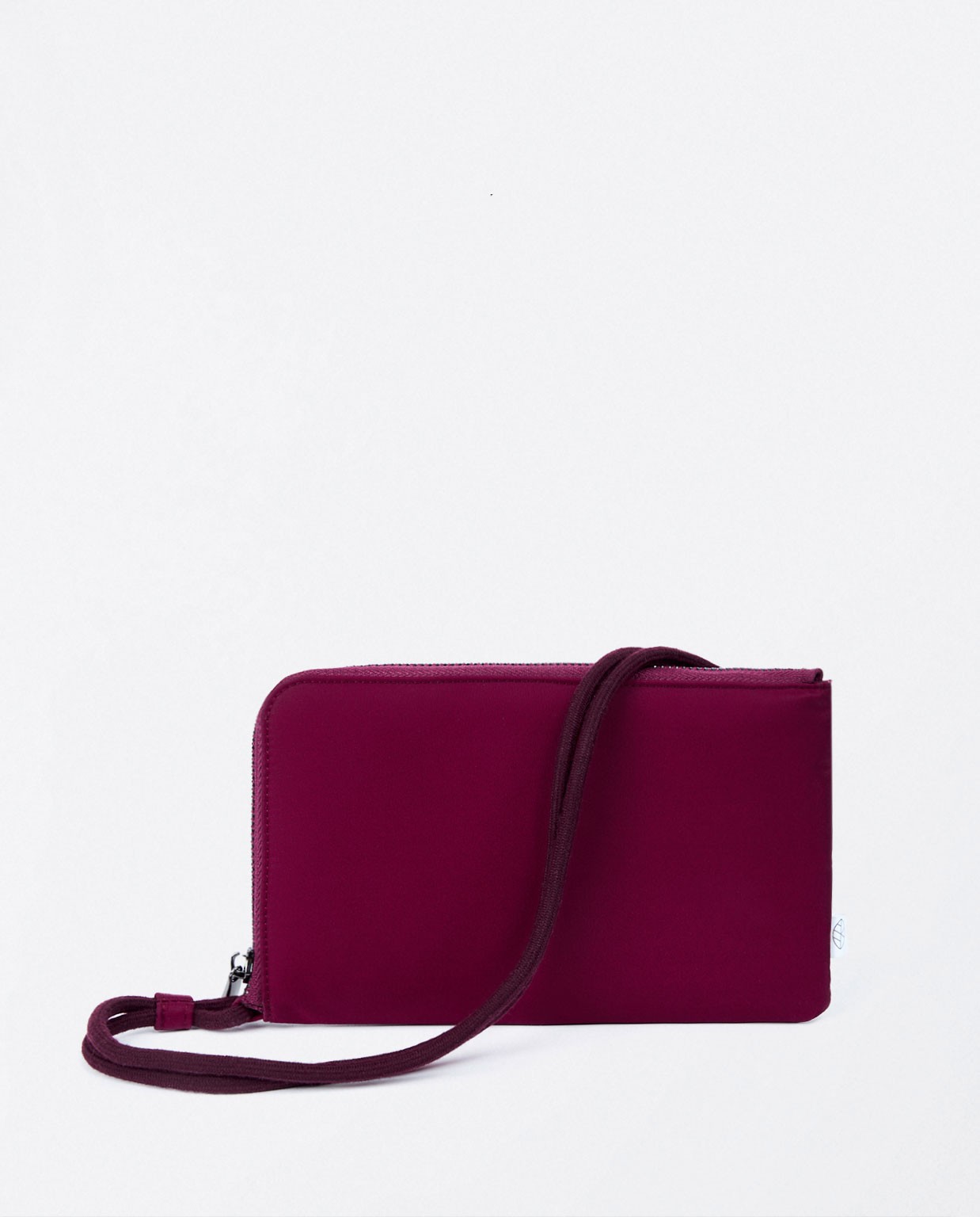 Cartera y porta móvil con asa Morado