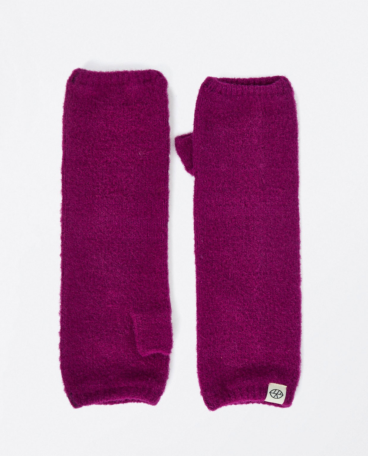 Long knitted mittens Purple