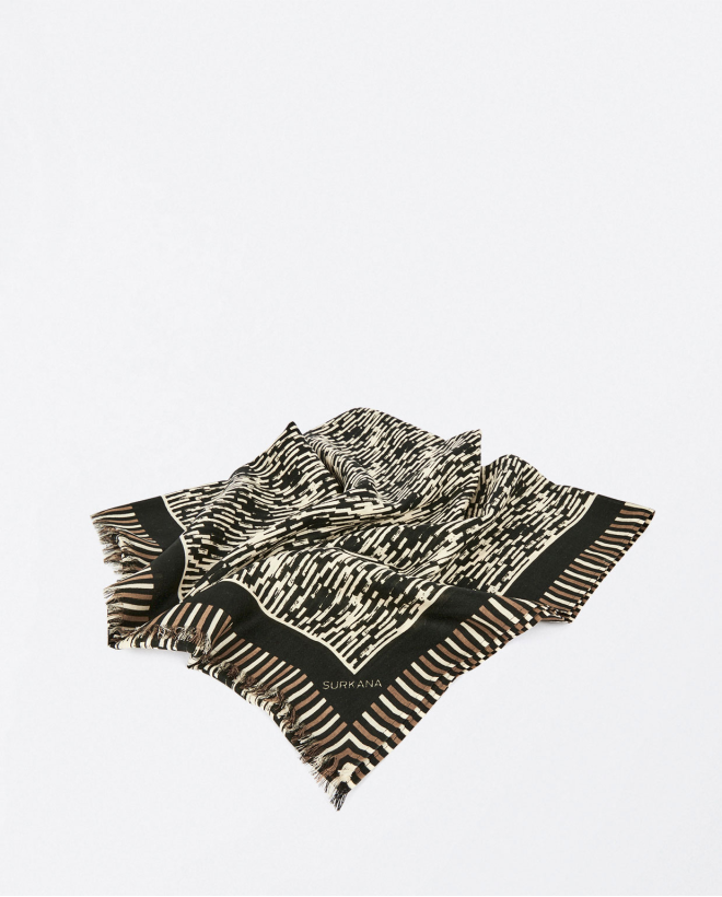 Printed viscose scarf Black