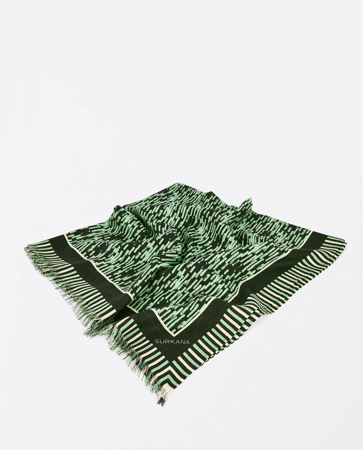 Printed viscose scarf Khaki