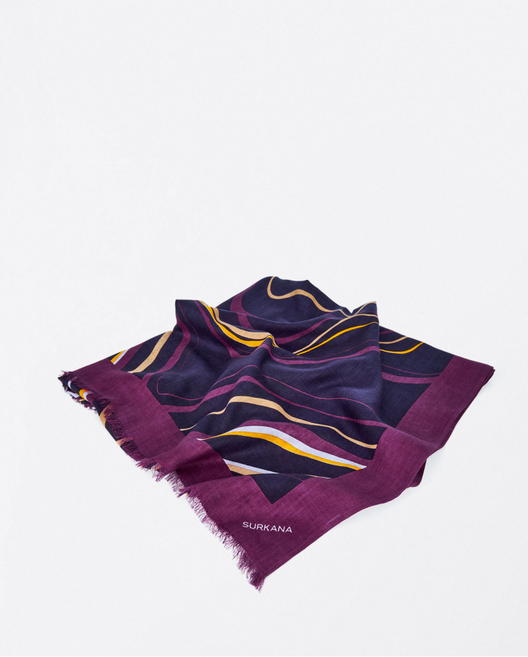 Printed viscose scarf Purple