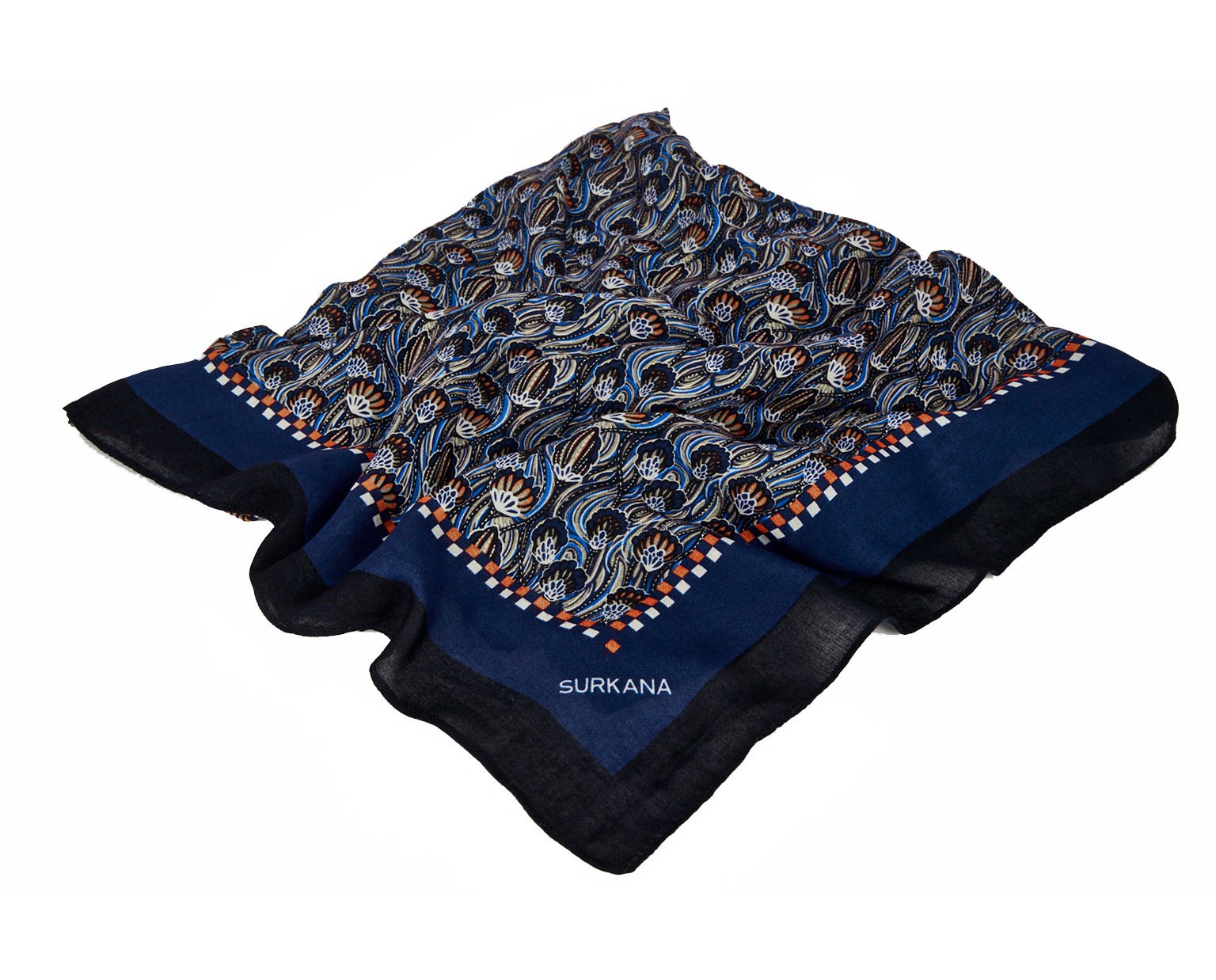 Printed viscose scarf Blue