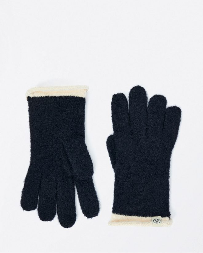 Guantes con detalle a contraste Negro