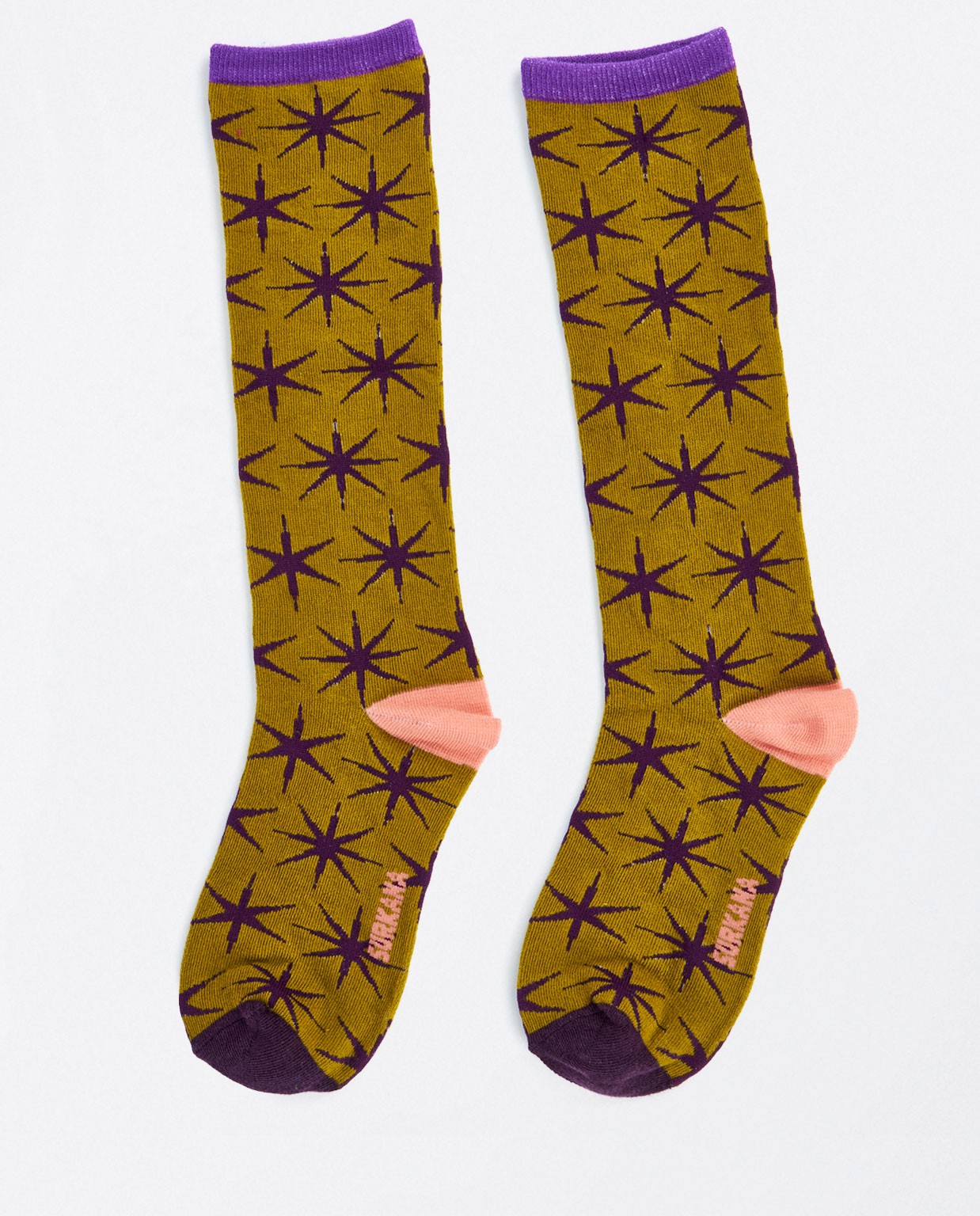 High jacquard socks Orange