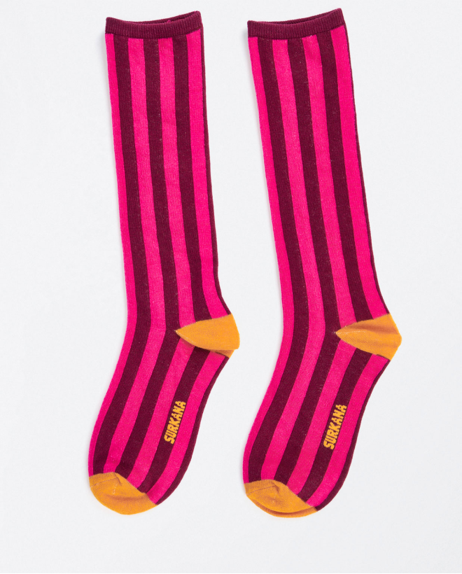 Calcetines altos jacquard Fucsia