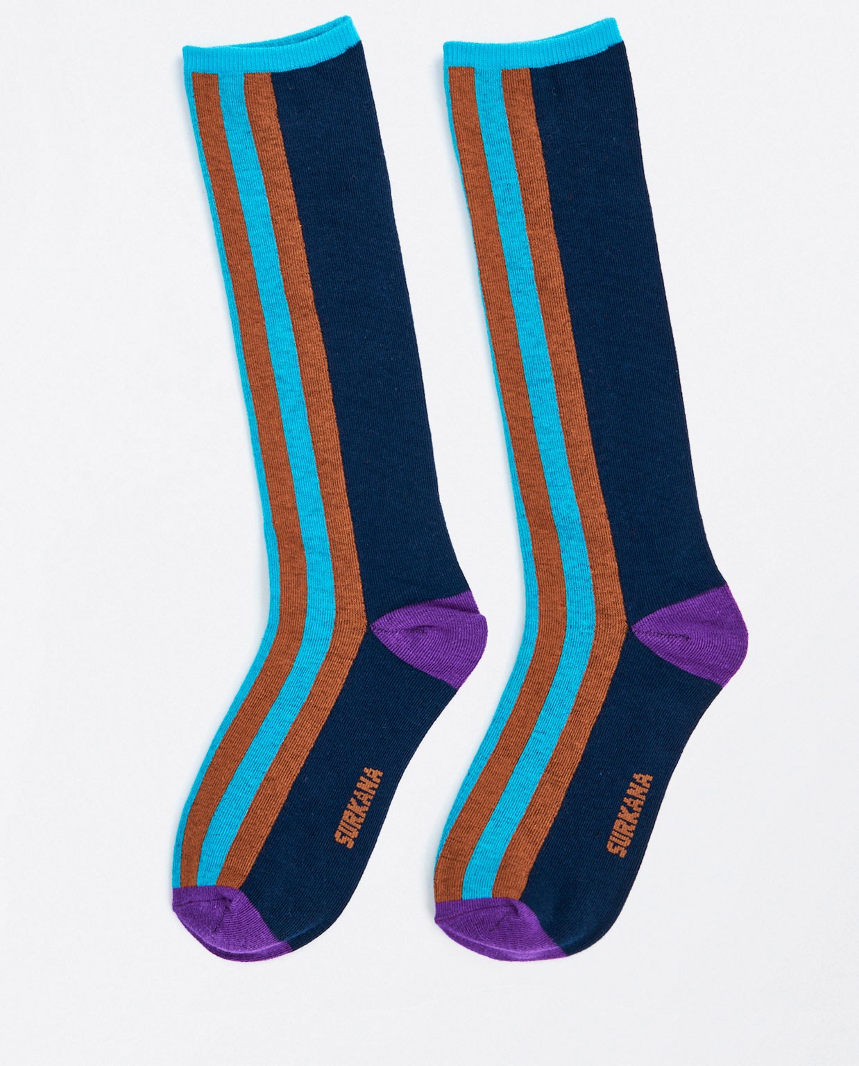 High jacquard socks Navy blue