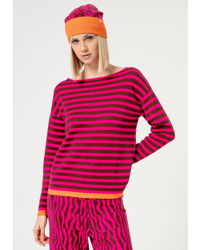 Striped jacquard sweater Fuchsia