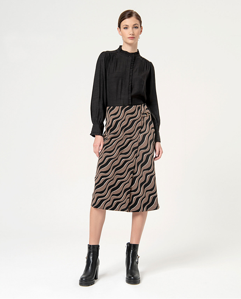 Crossed jacquard skirt Black