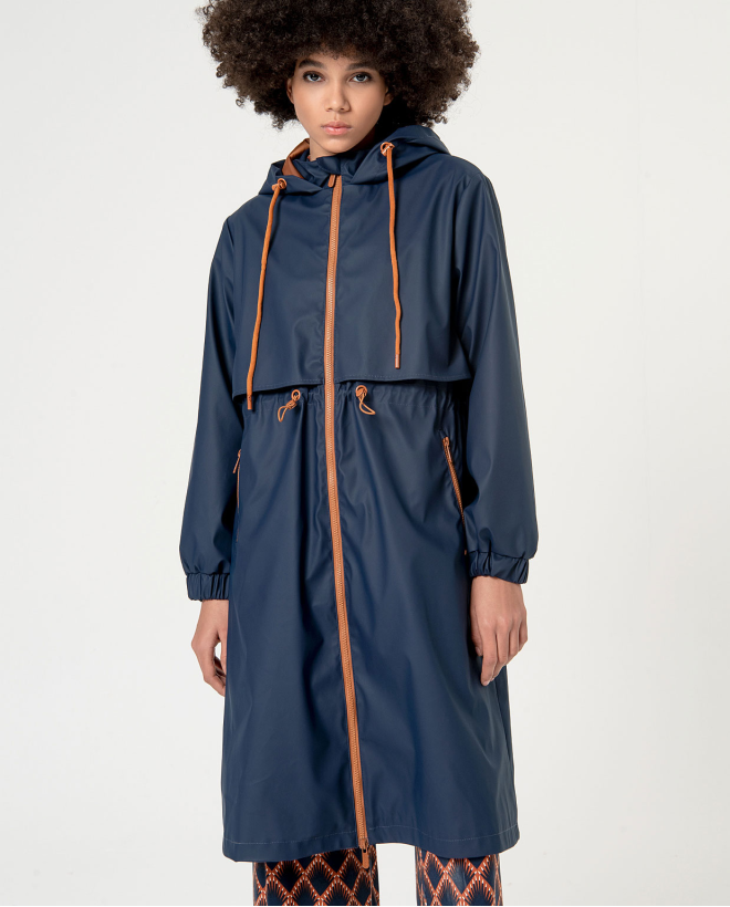 Waterproof parka with fleece lining Navy blue