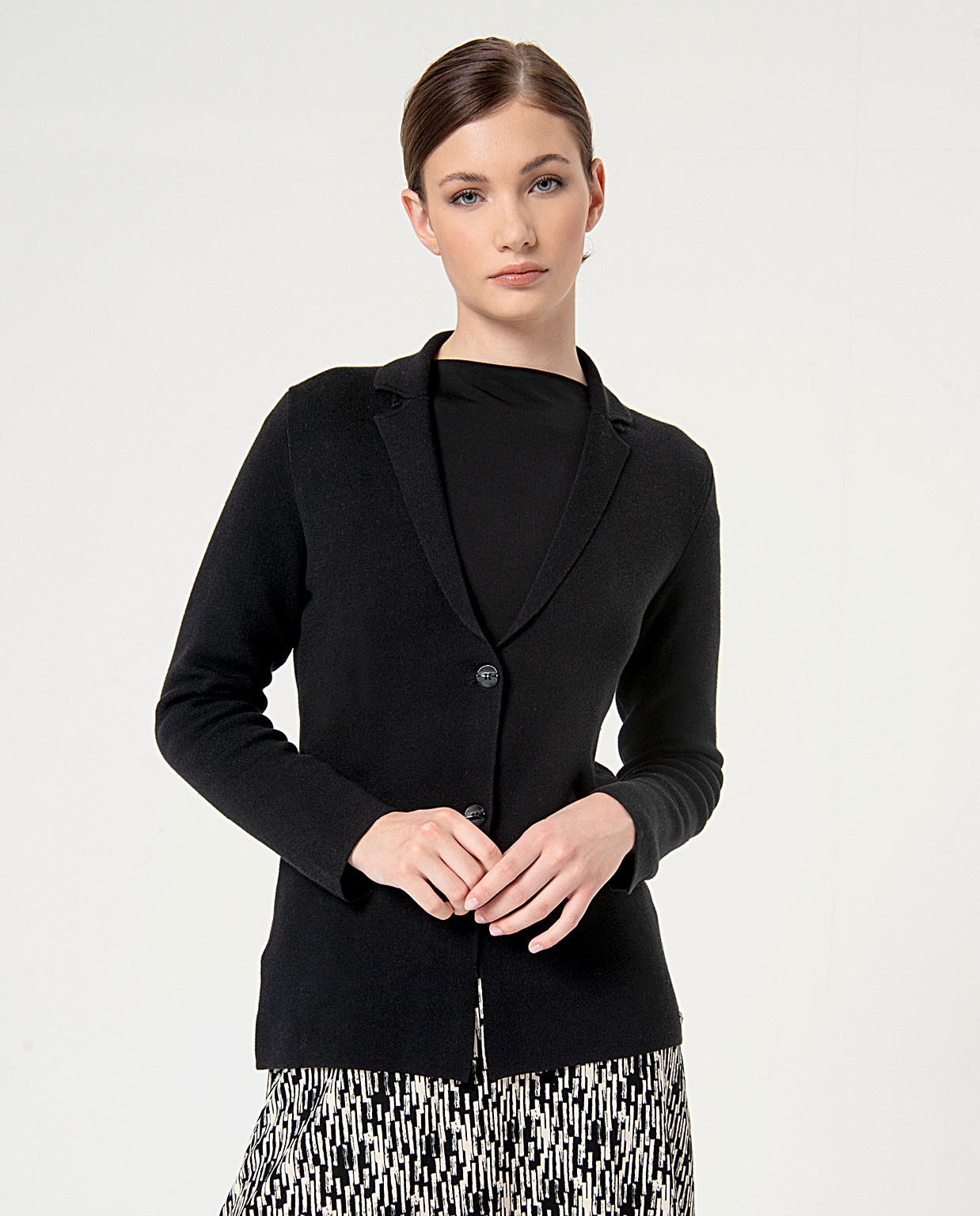 Stretch knitted blazer Black