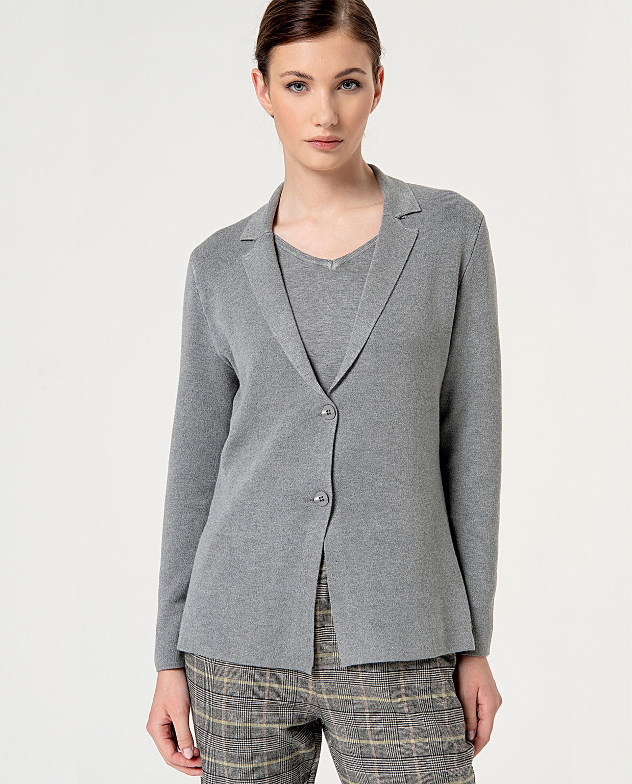 Blazer de punto elástica Gris