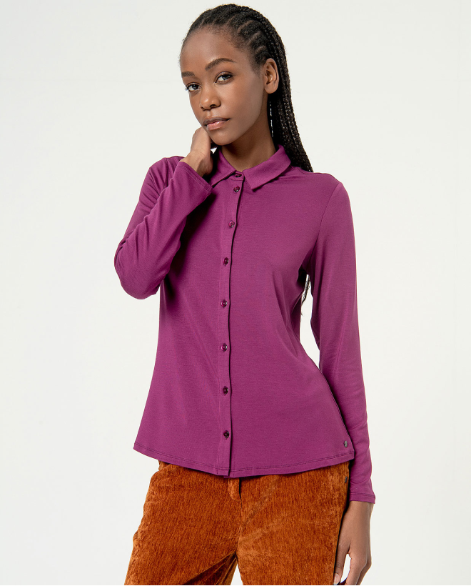 Camisola justa manga comprida Roxo