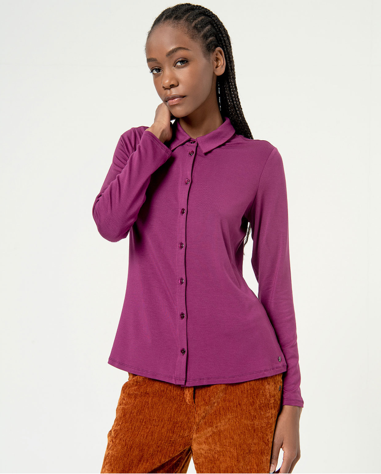 Camisola justa manga comprida Roxo