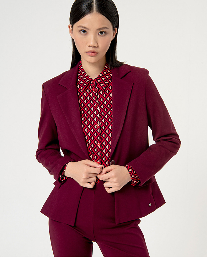 Blazer de malha romba com um só peito Roxo