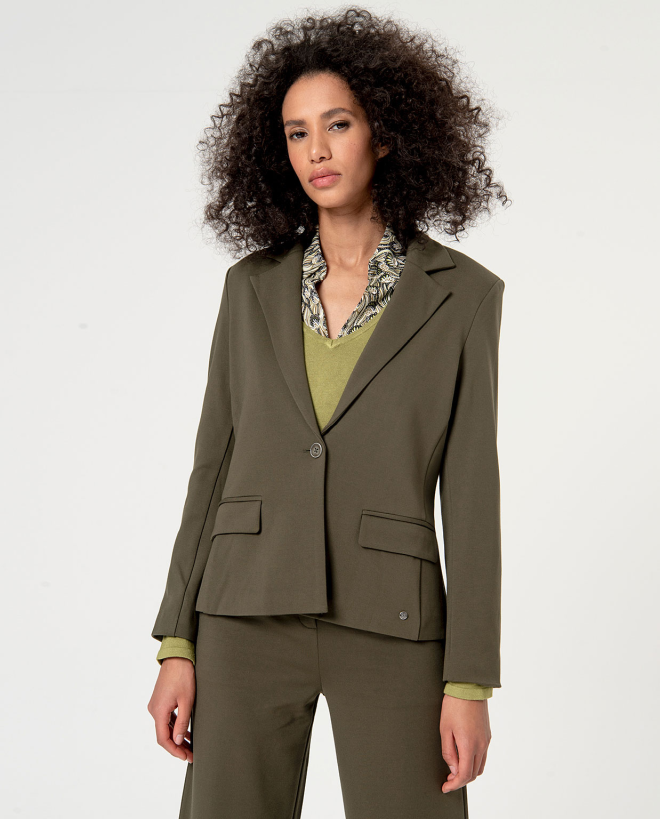 Stretch viscose blazer Khaki