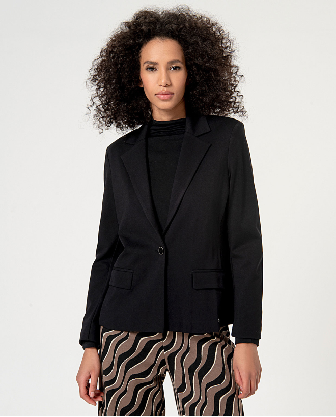 Stretch viscose blazer Black