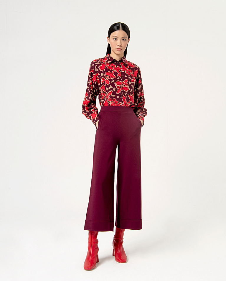 Pantalón cropped elástico liso Morado