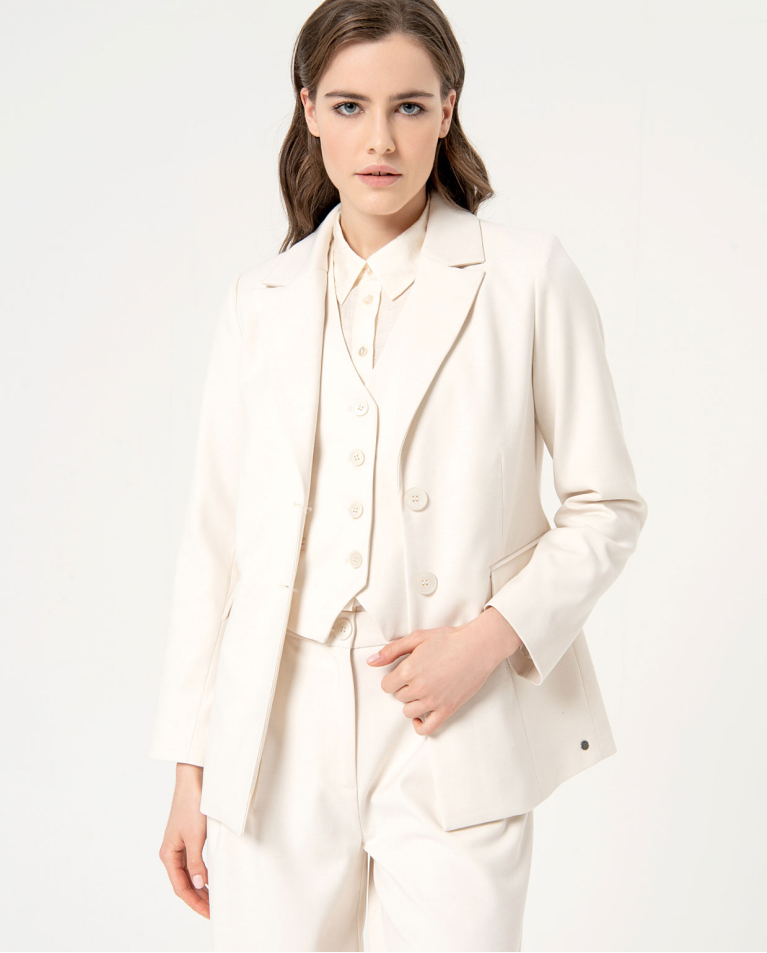 Plain fitted blazer Ecru