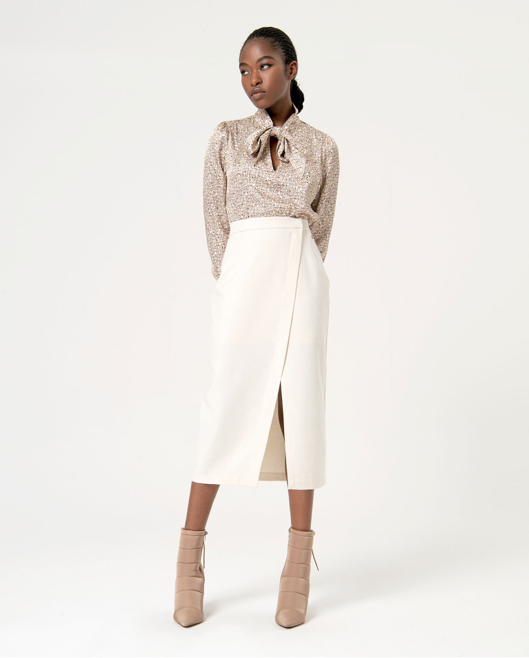 Smooth midi crossover midi skirt Ecru