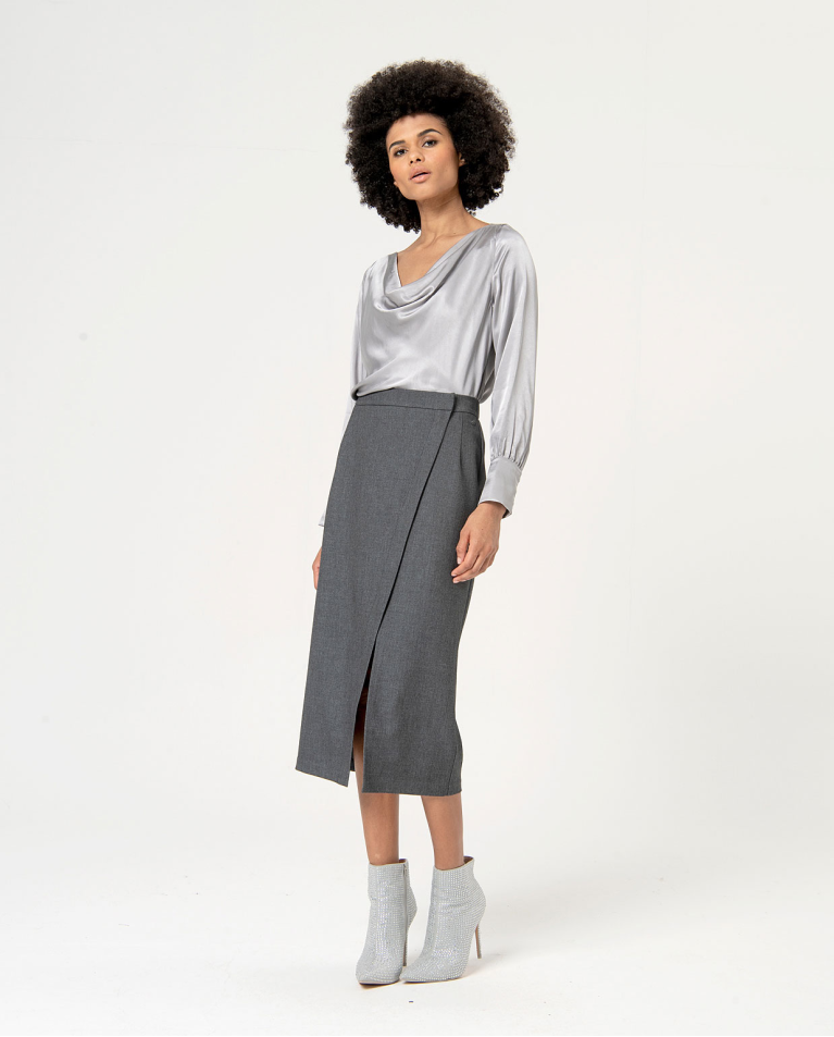 Smooth midi crossover midi skirt Grey