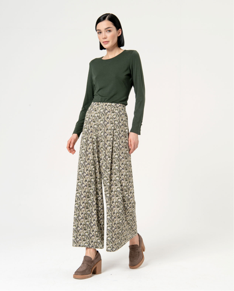 Printed wide leg pants Green