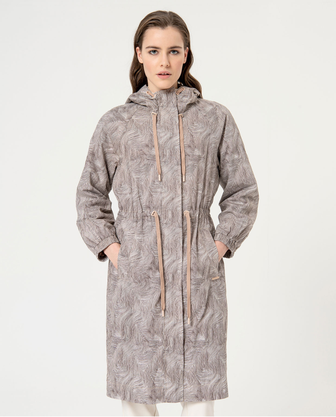 Printed fleece lined parka...