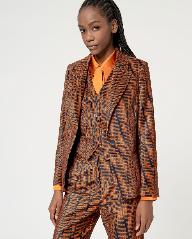 Printed elastic lined blazer Orange