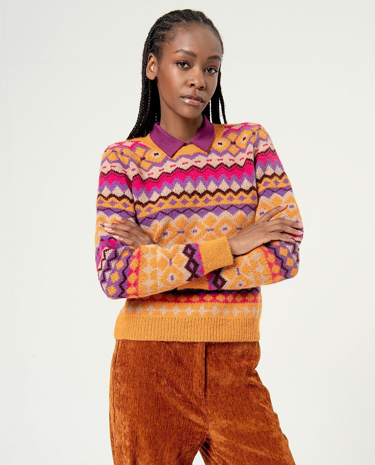 Jacquard jacquard sweater Orange