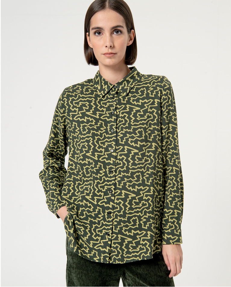 Camisa fluida estampada Verde