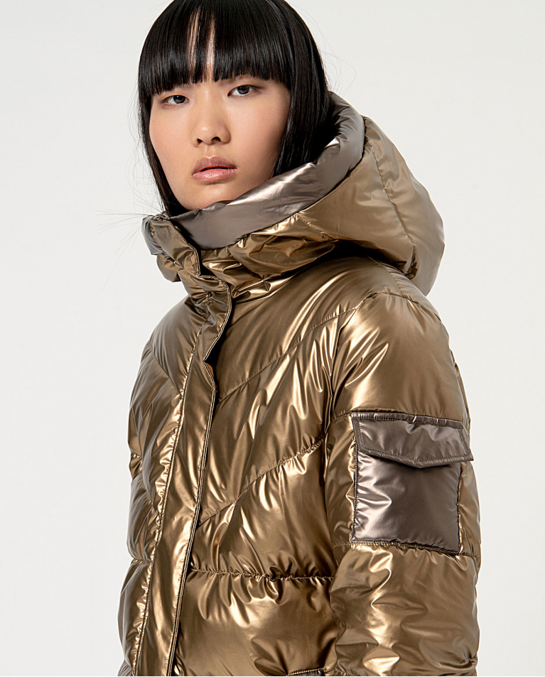 Metallic quilted coat Copper