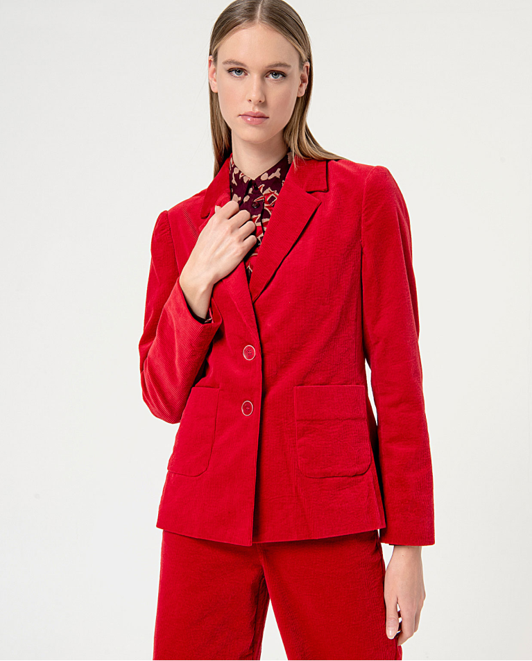 Blazer com um peito dois botões Vermelho