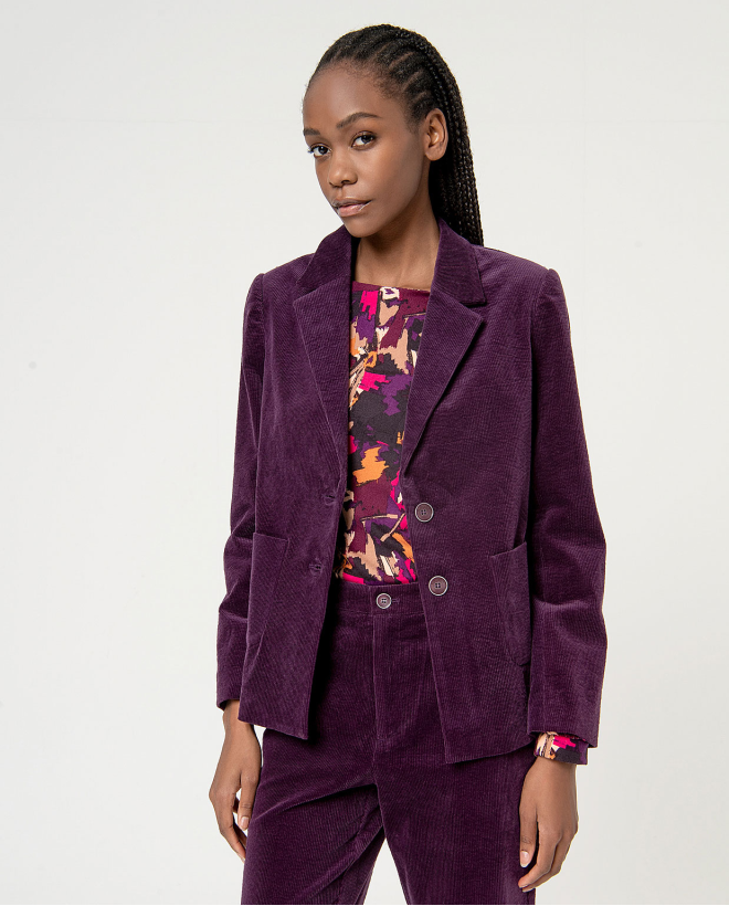 Blazer com um peito dois botões Roxo