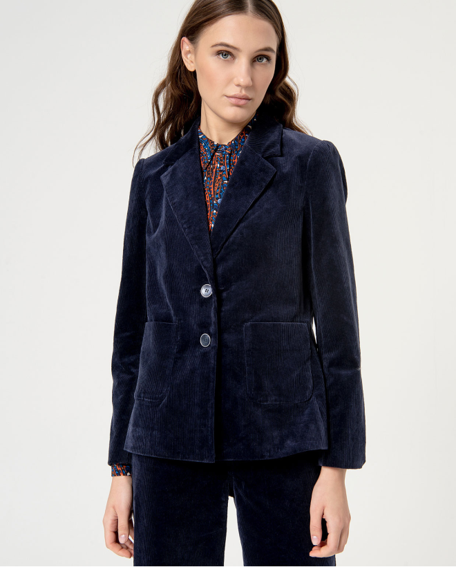 Plain corduroy blazer with...