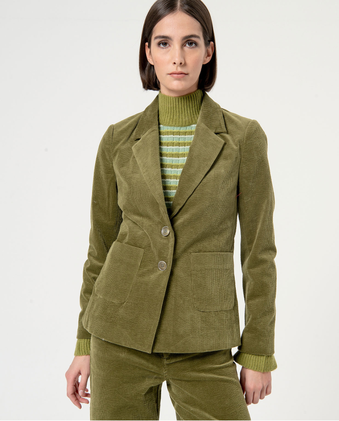 Blazer com um peito dois botões Verde