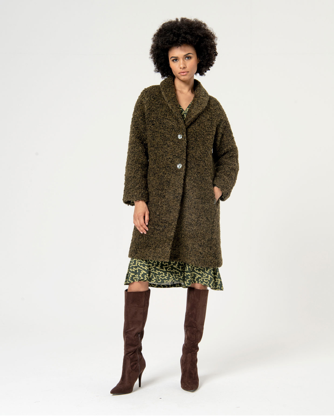 Plain bouclé knitted coat...