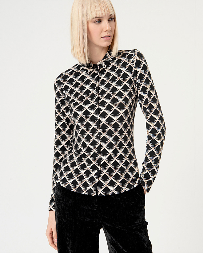 Printed long sleeve elastic...