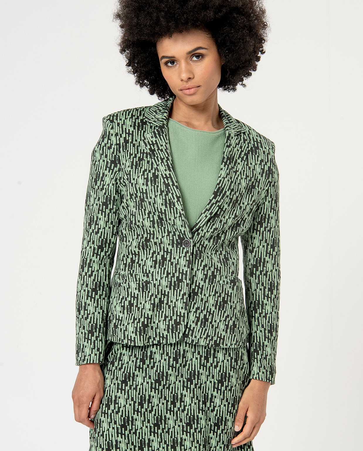 Printed elastic lined blazer Khaki